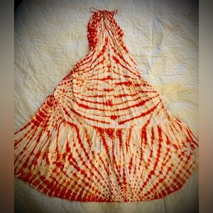 YFB Red and White Tie-Dye Maxi Dress size S
